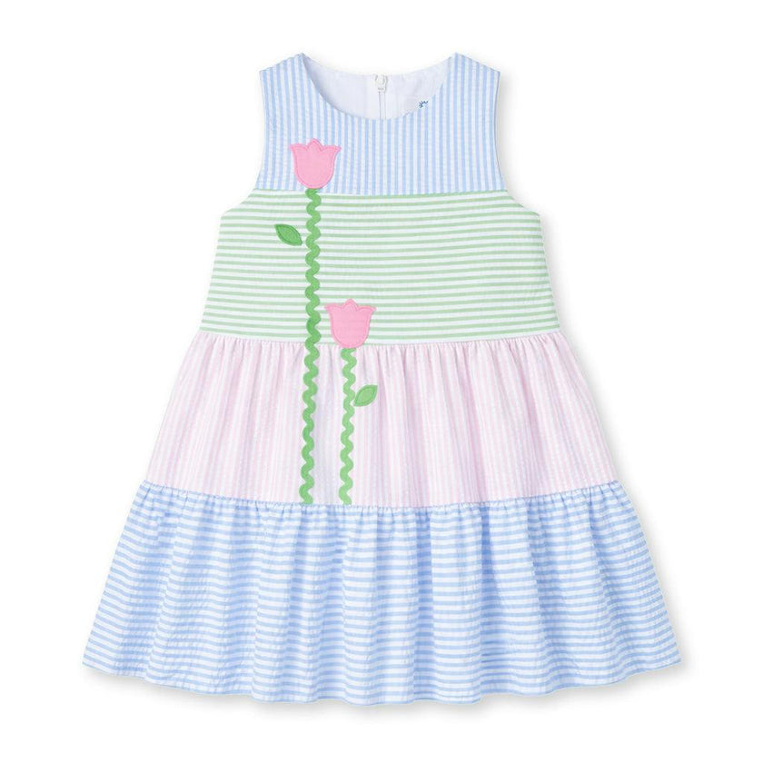 Seersucker Dress With Tulips