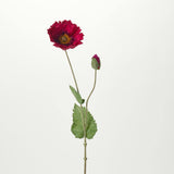 Magenta Pink Bloom & Bud Silk Poppy Spray Stem - 27"