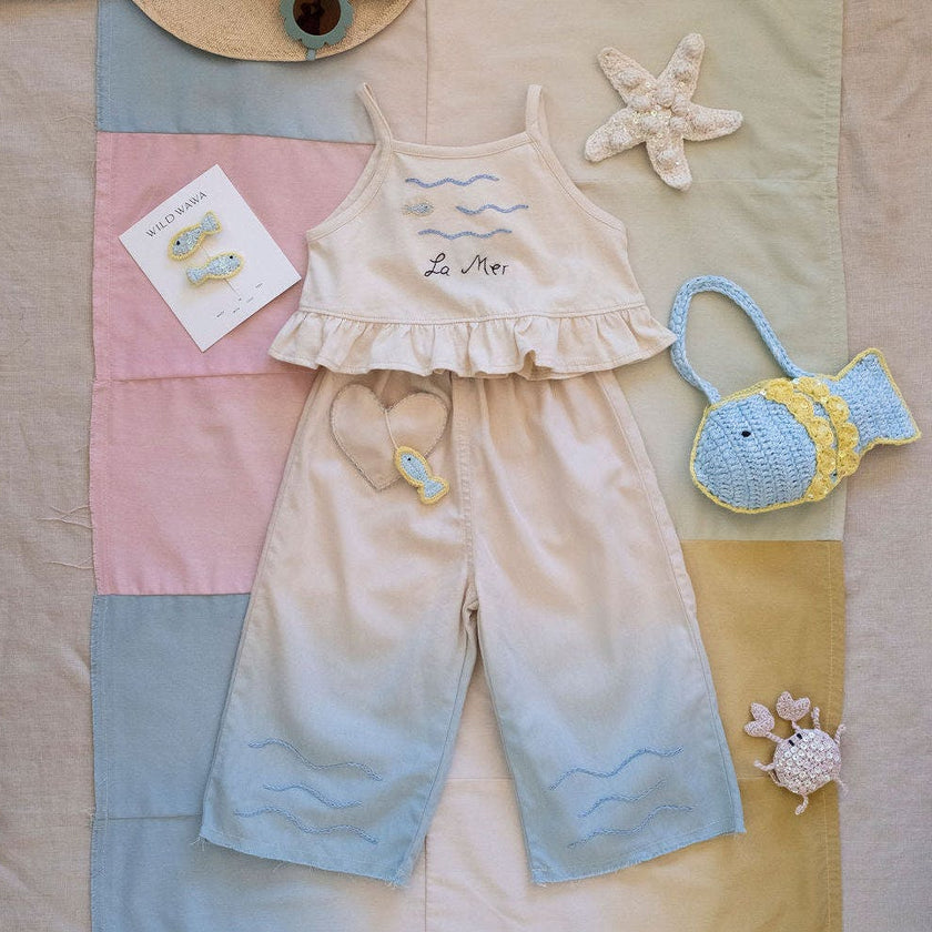 Wide-Leg Pant Set in La Mer