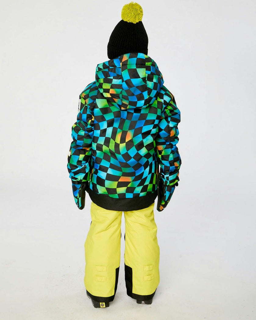 Two Piece Play Snowsuit Green Yellow And Blue Checkerboard With Yellow Pants
