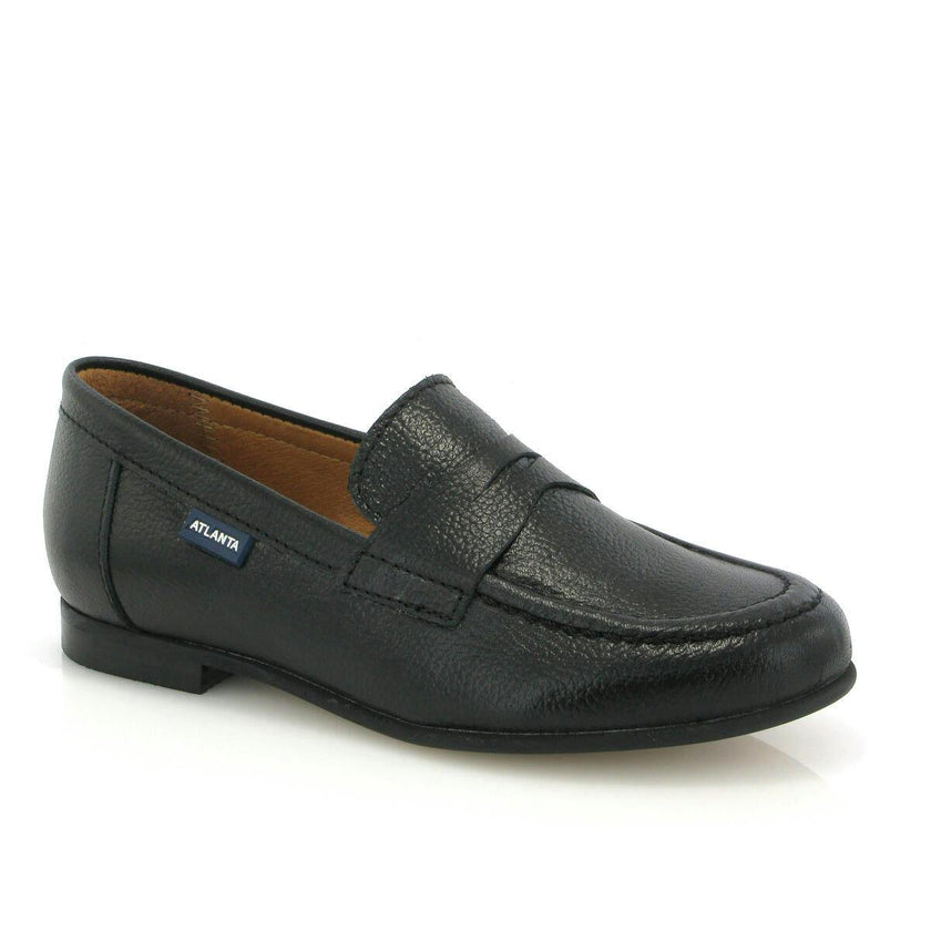 Grainy Leather Teresa Classic Loafers, Black