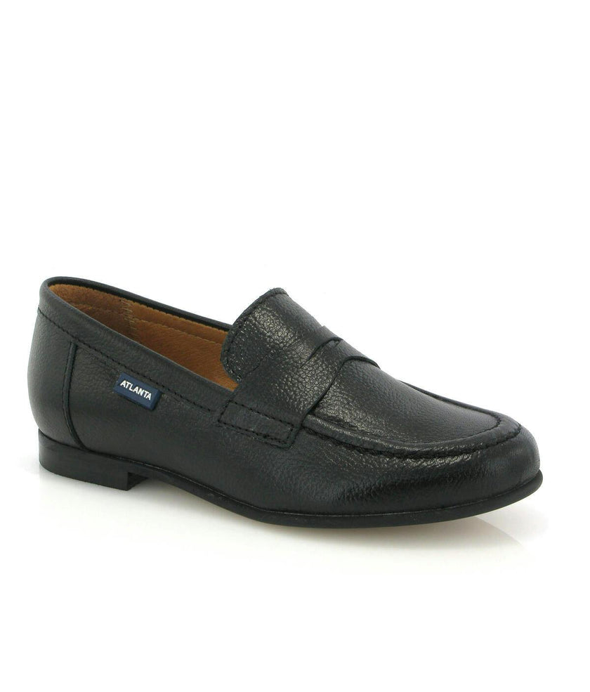 Grainy Leather Teresa Classic Loafers, Black