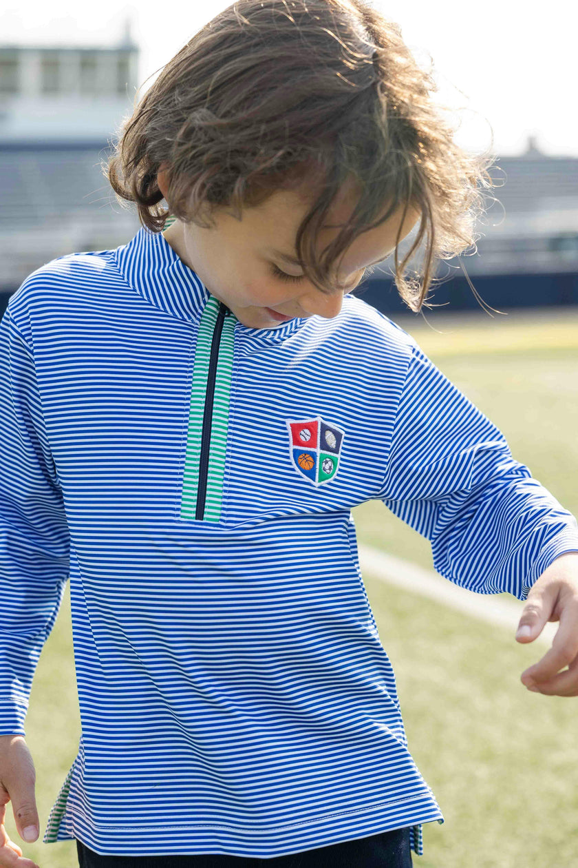 Stripe Performance Knit Half Zip With Sports Crest