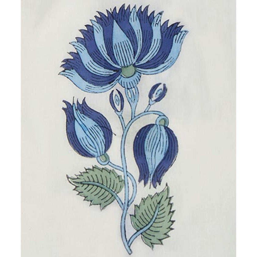 St Barth Womens Kaftan Blue Lotus Block Print, Blue Lotus Block Print