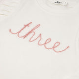 Millie Long Sleeve Tee in 'three' Pink Eyelash Writing