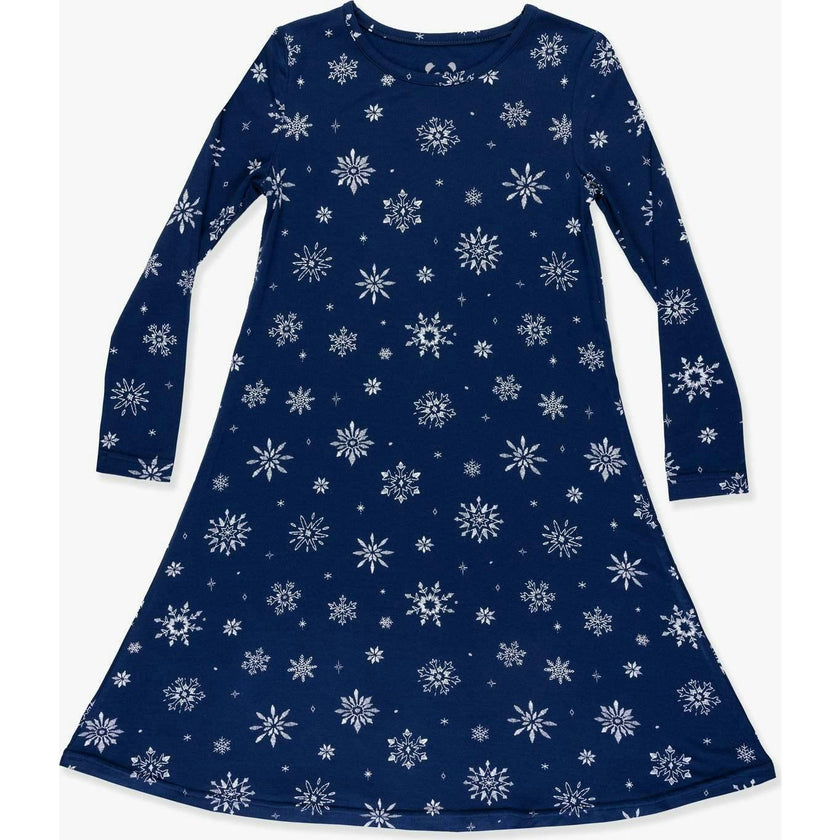 Snowflake Bamboo Girls' Long Sleeve Dress