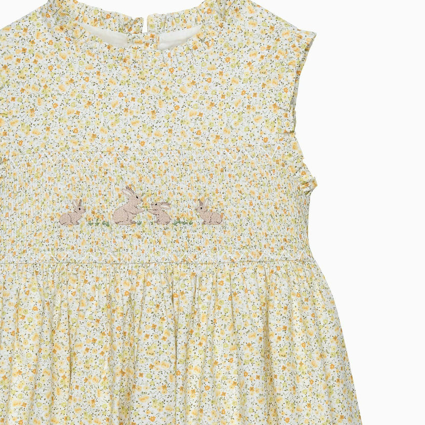 Bunny Smocked Dress in Yellow