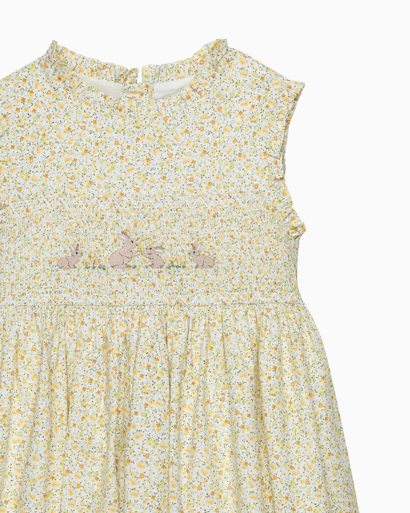 Bunny Smocked Dress in Yellow