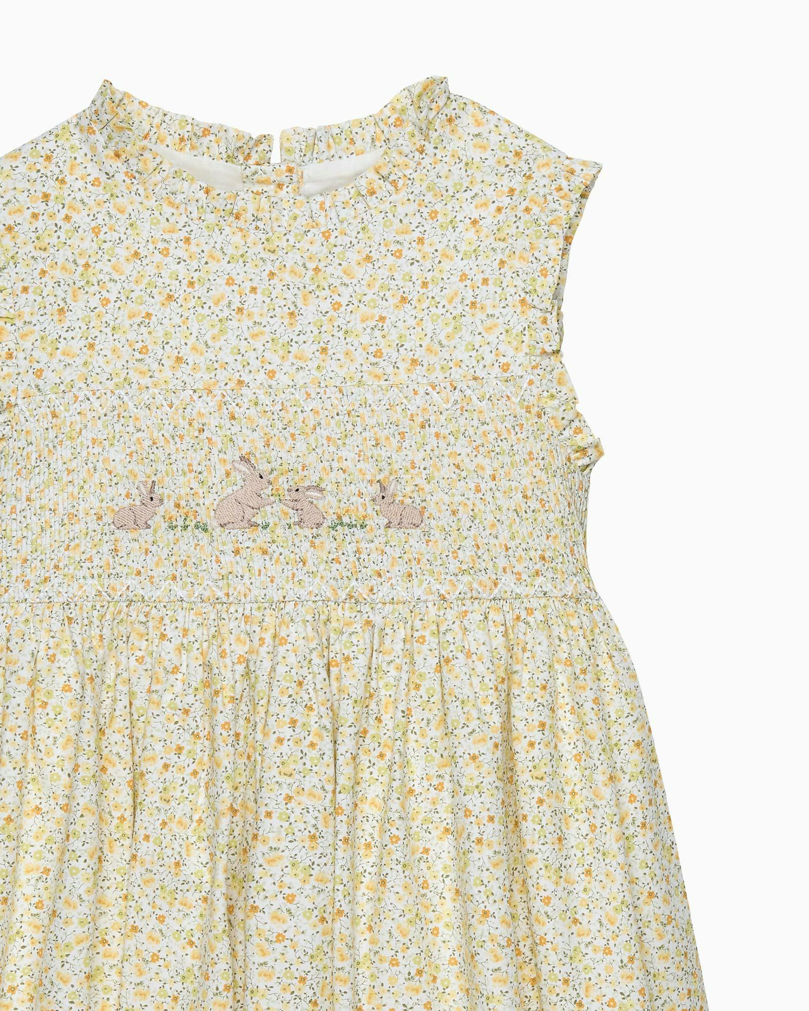 Bunny Smocked Dress in Yellow