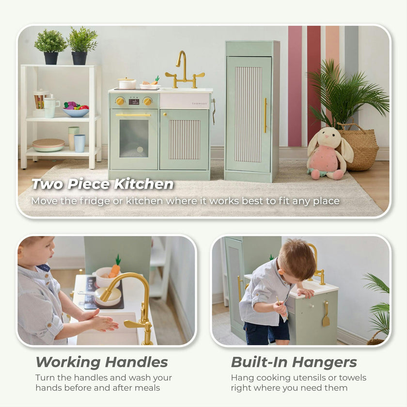 Teamson Kids Little Chef Chester Wooden Play Kitchen With 12 Accessories