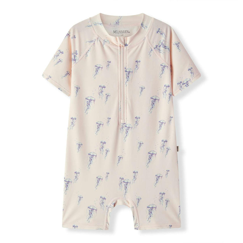 Sunset Jellyfish Zipper Shortall Swimsuit