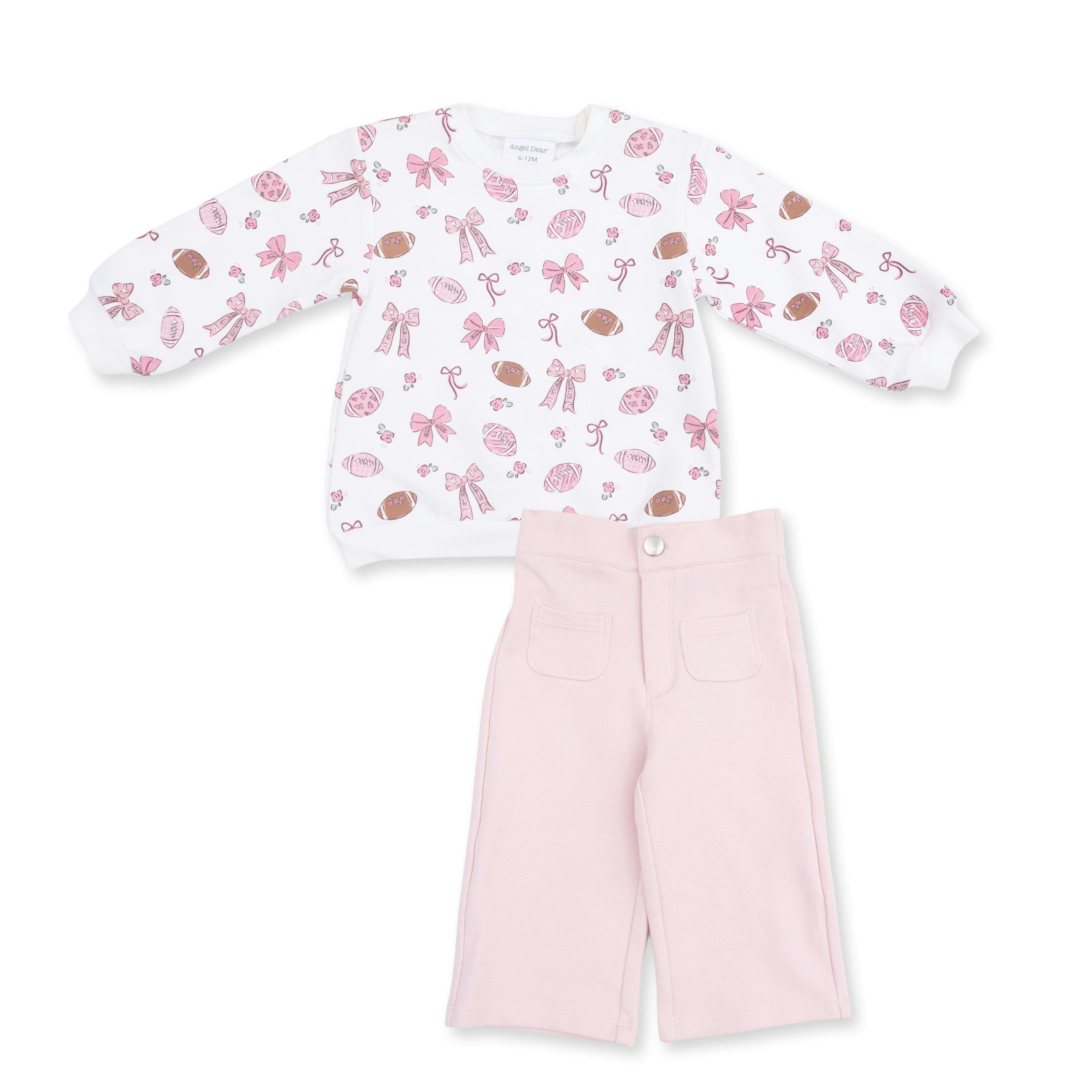 Footballs and Bows - Oversized Sweatshirt and Baby Bells