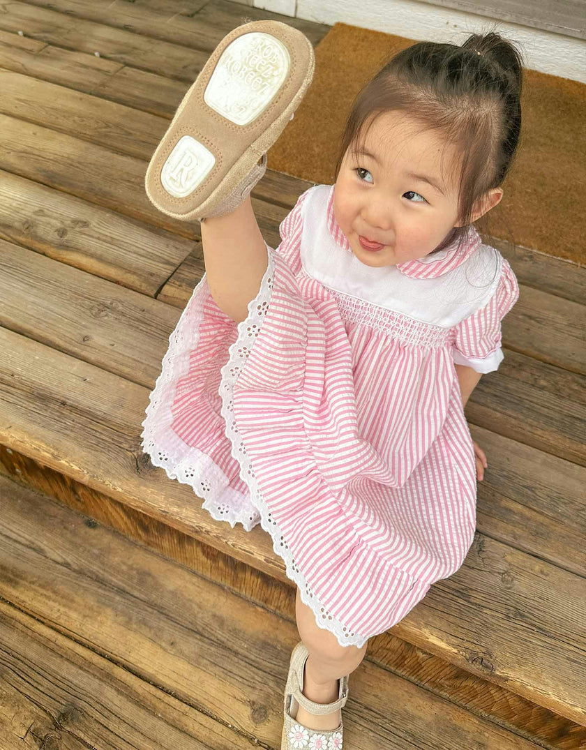 Daisies Tan Lurex Linen Espadrille First Kick