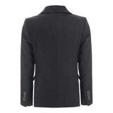 Gray Twill Peak Lapel Blazer