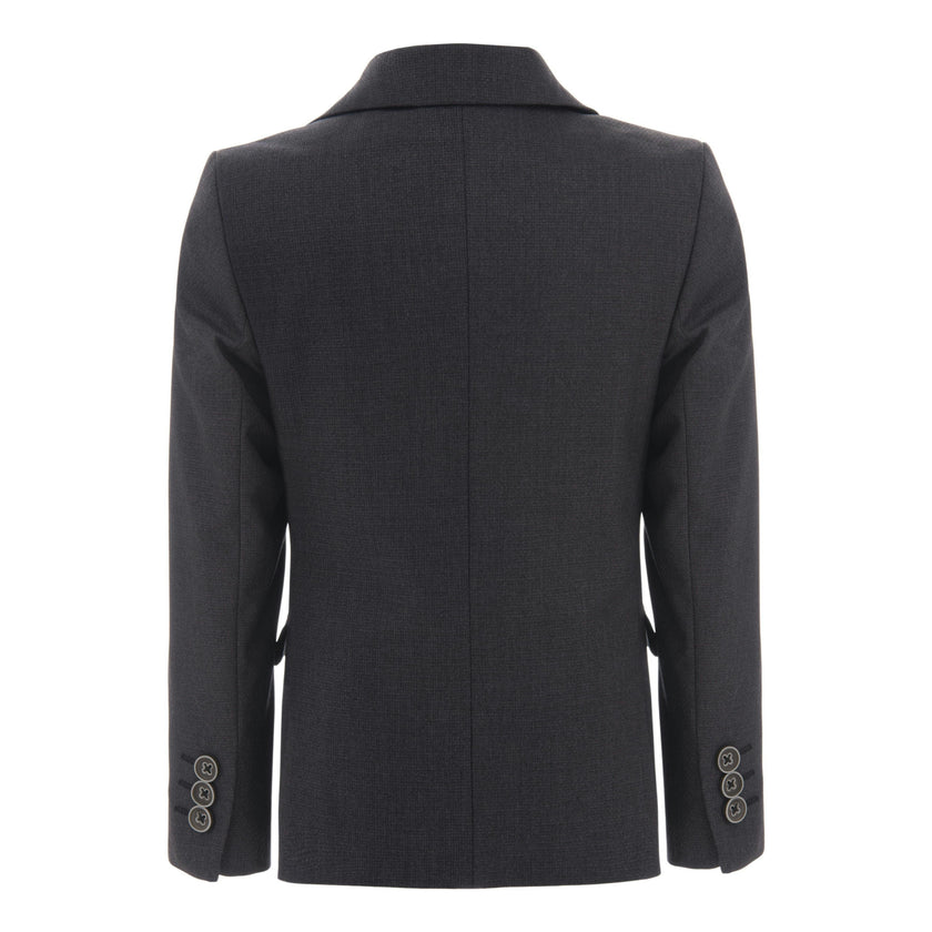 Gray Twill Peak Lapel Blazer