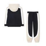 Black & Beige Color-Block Tracksuit
