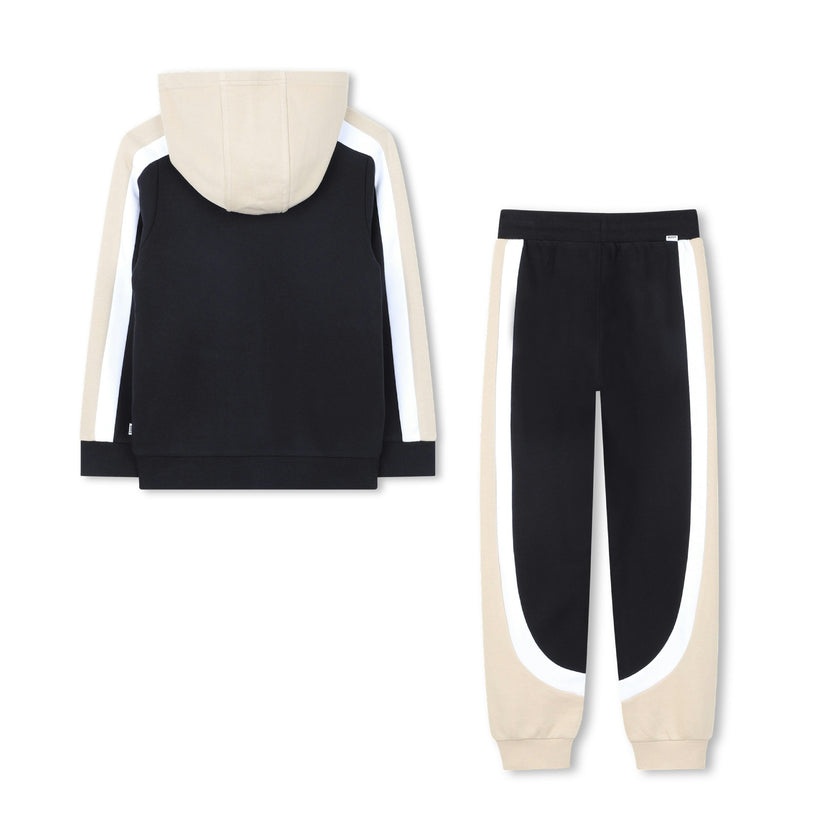 Black & Beige Color-Block Tracksuit
