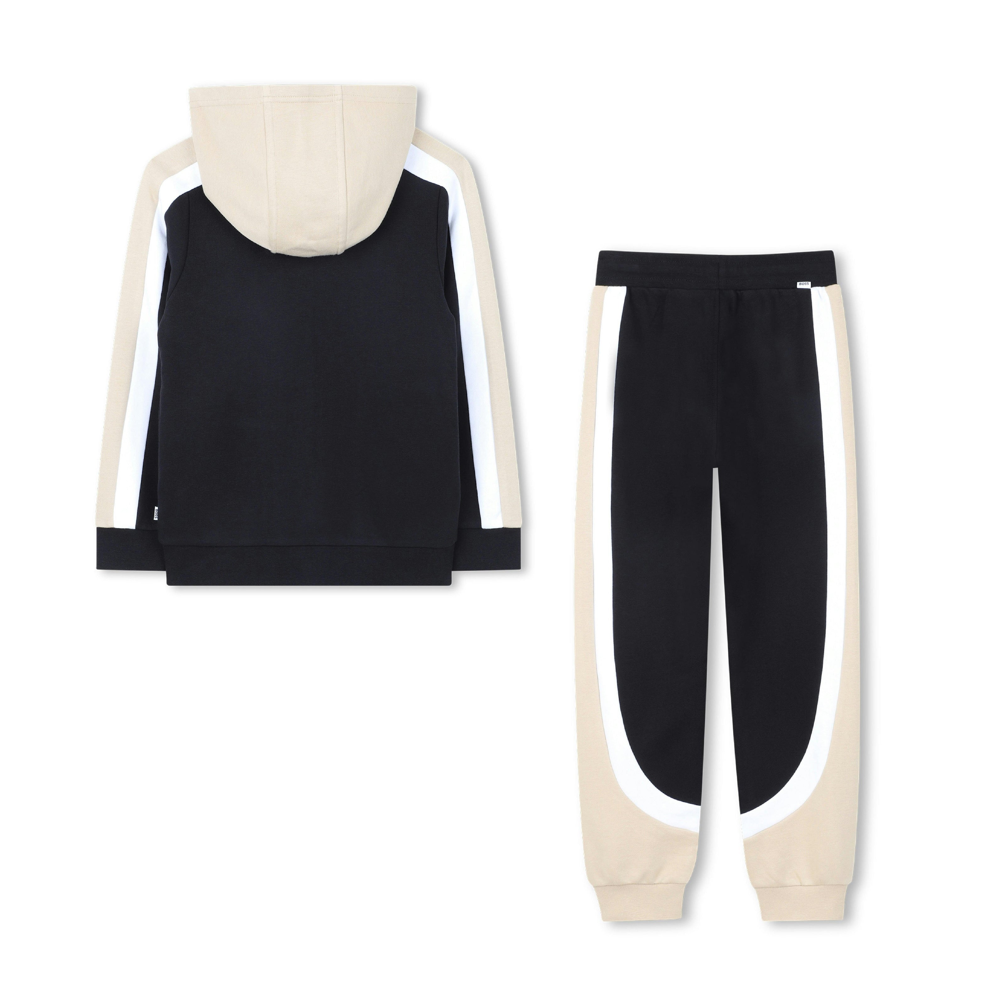 Black & Beige Color-Block Tracksuit