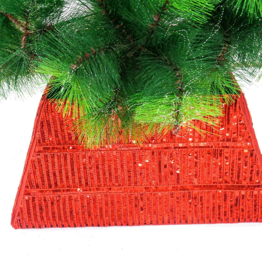 Hand Beaded Adjustable Christmas Tree Collar - Red Sequins Arcadia Home