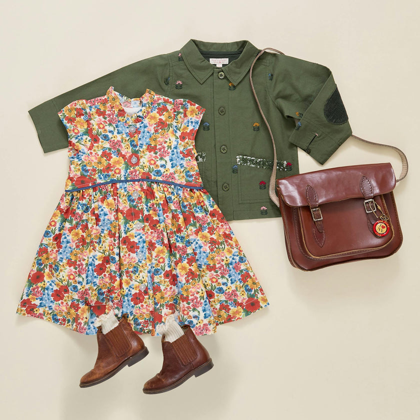 Girls Fatima Dress - Watercolor Meadow