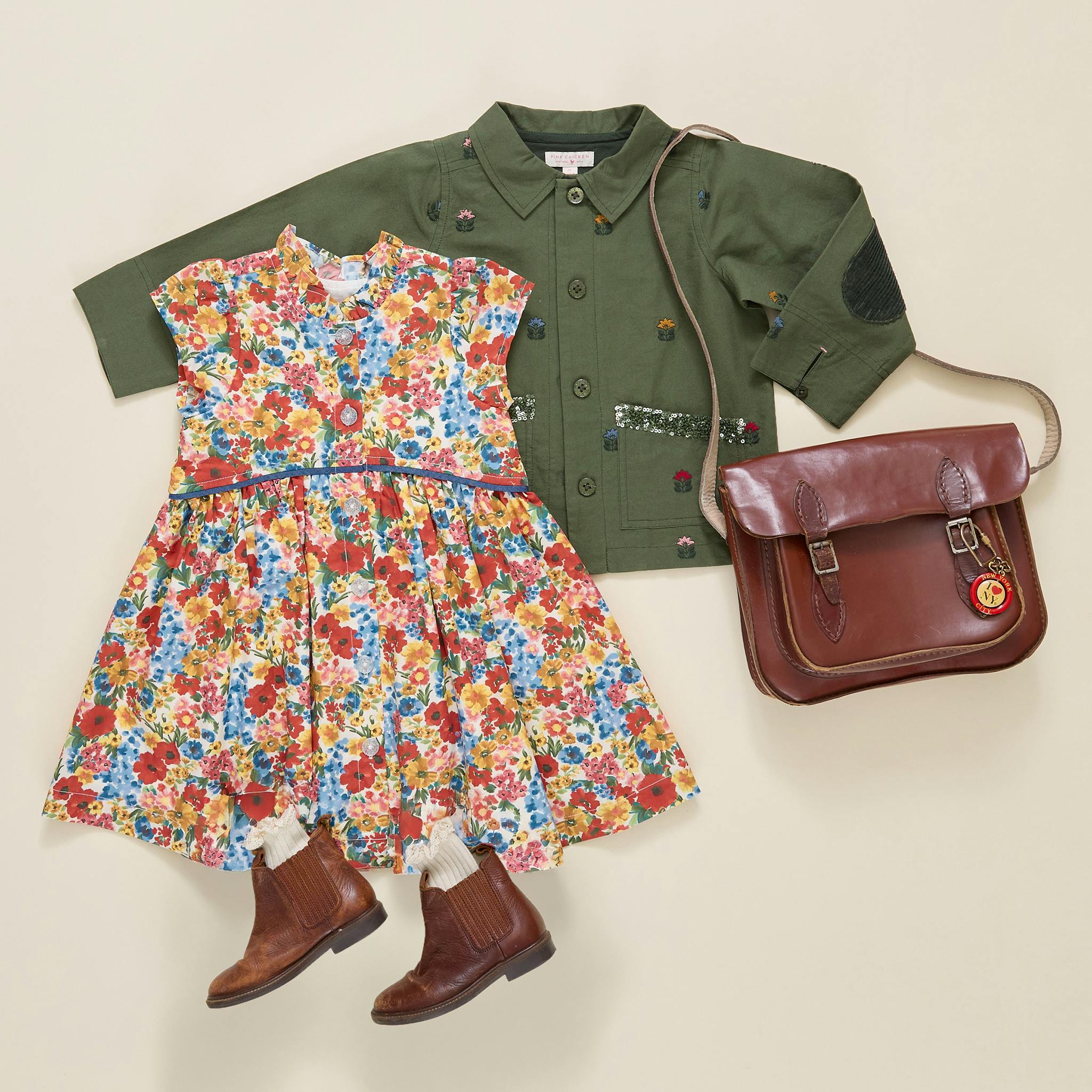 Girls Fatima Dress - Watercolor Meadow