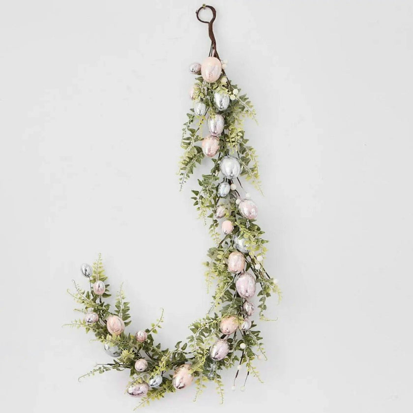 Pink, Blue and Silver Metallic Foil Speckle Easter Egg Garland