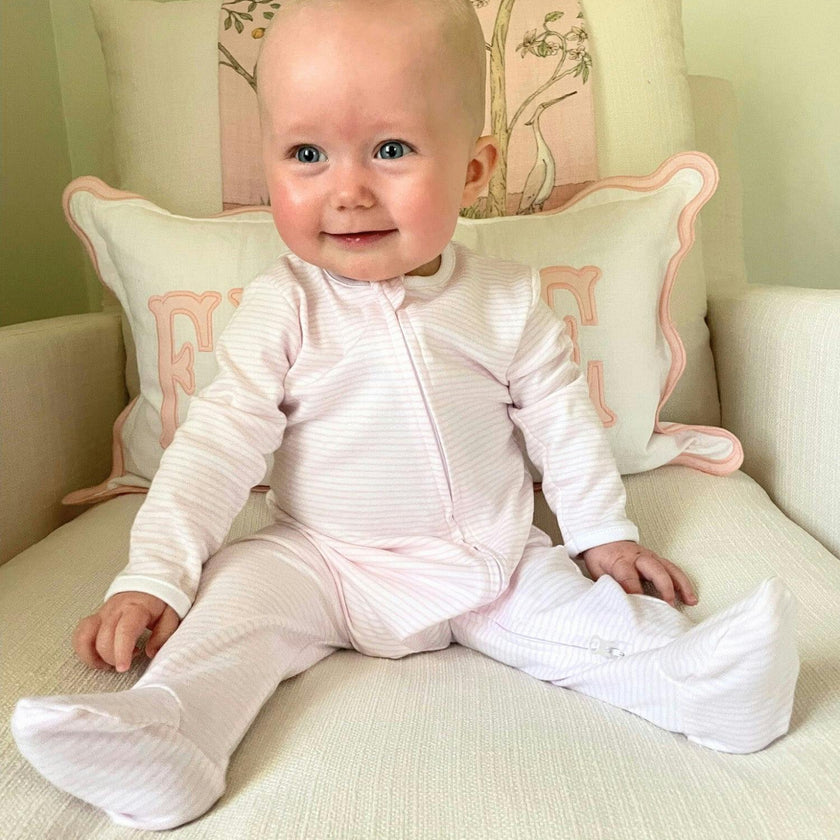 Two Way Zip Striped Footie Pajama
