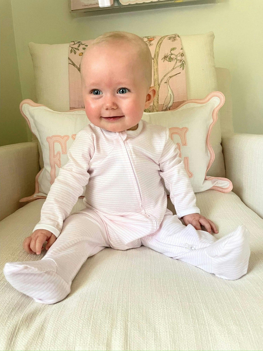 Two Way Zip Striped Footie Pajama