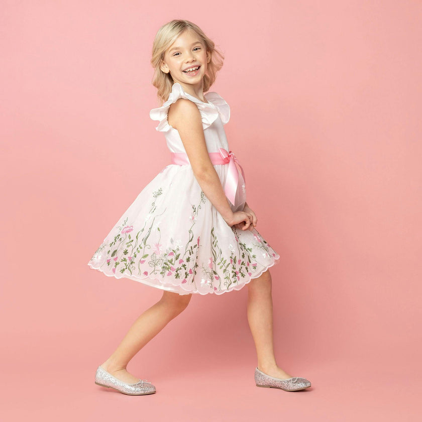 Garden Floral Ruffle Sleeve Party Dress