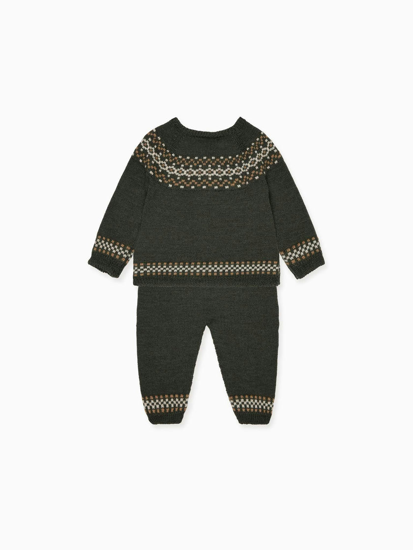 Olive Ramiro Merino Fair Isle Baby Knitted Set