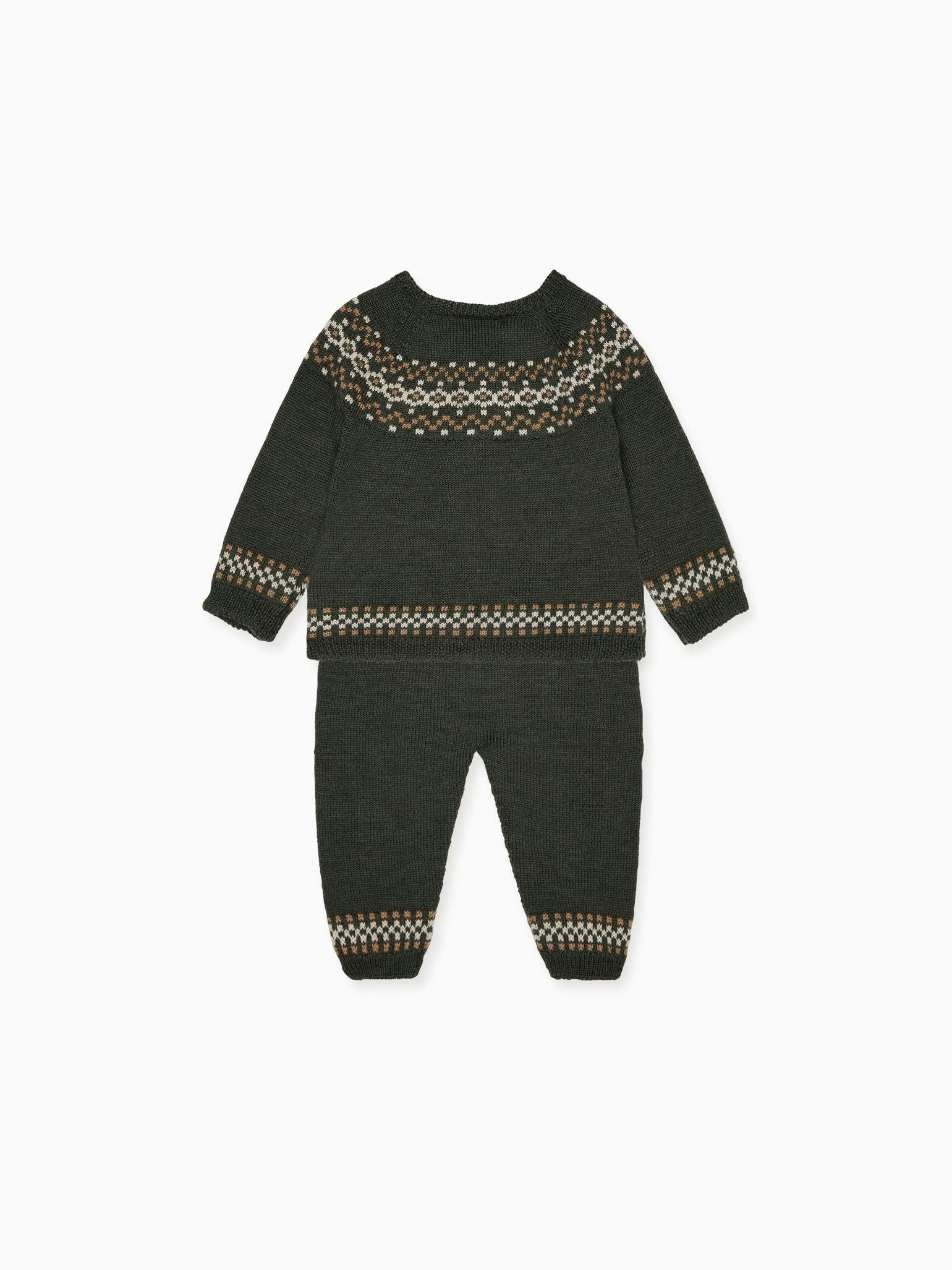 Olive Ramiro Merino Fair Isle Baby Knitted Set