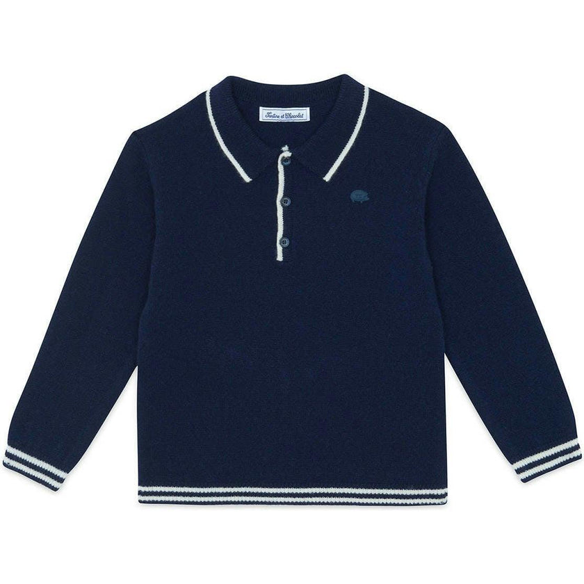 TARTINE ET CHOCOLAT WOOL SWEATSHIRT WITH NECK - MARINE