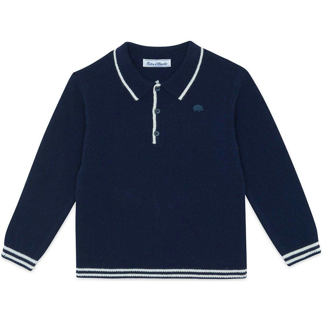 TARTINE ET CHOCOLAT WOOL SWEATSHIRT WITH NECK - MARINE