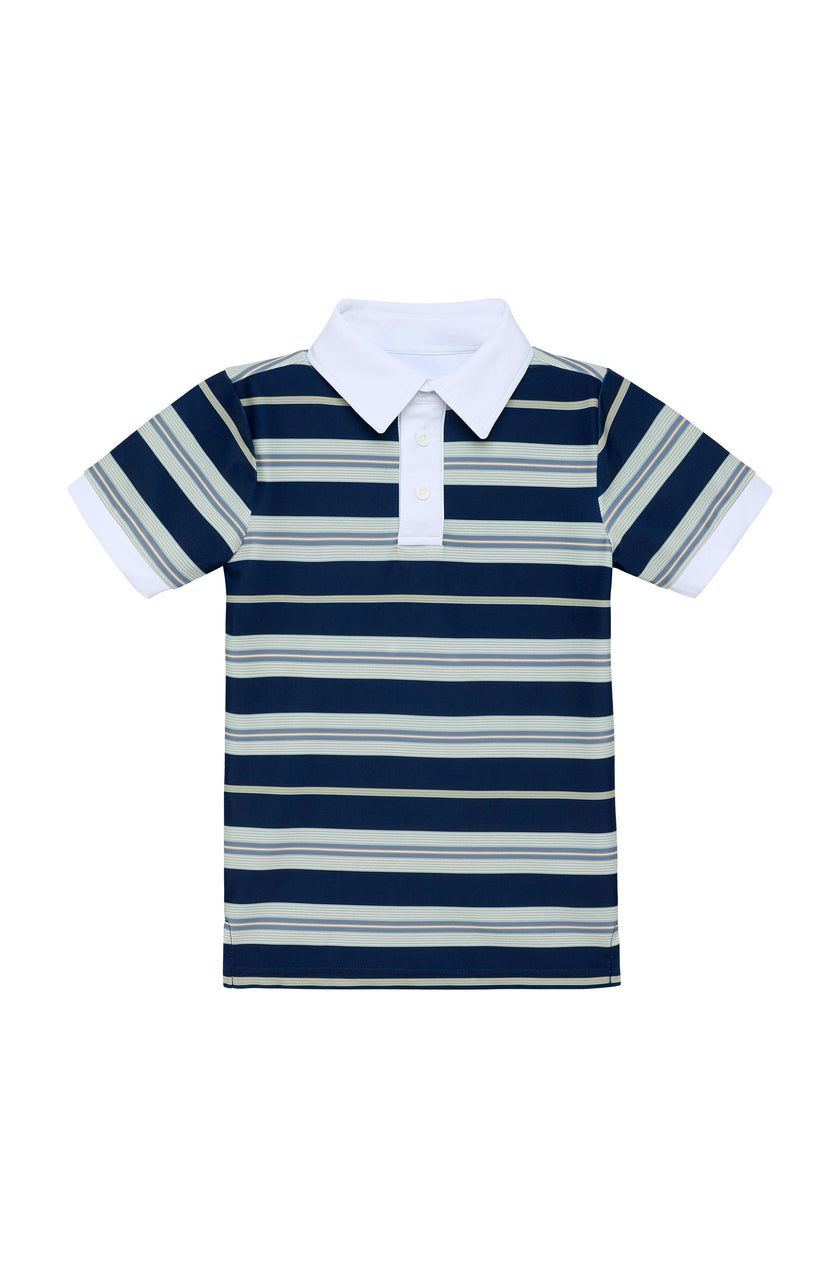 navy retro stripe polo shirt