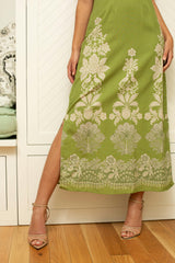 Carlie Green Ivory Lace Floral Midi Dress