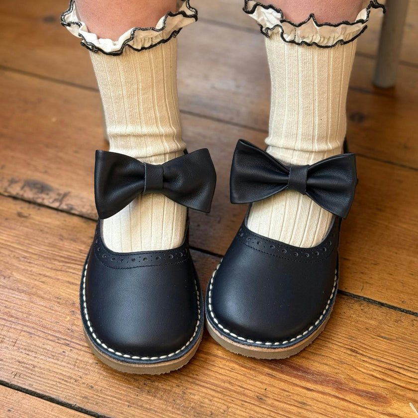Martha Bow Mary Jane Kids Shoe - Navy Leather