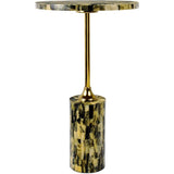 Hedda 23.5" Contemporary Glam Metal/Resin Faux Stone Round End Table