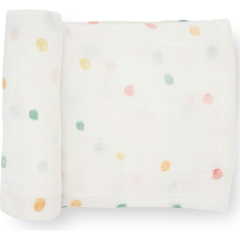 Cotton Muslin Swaddle Blanket - Blue Rainbow