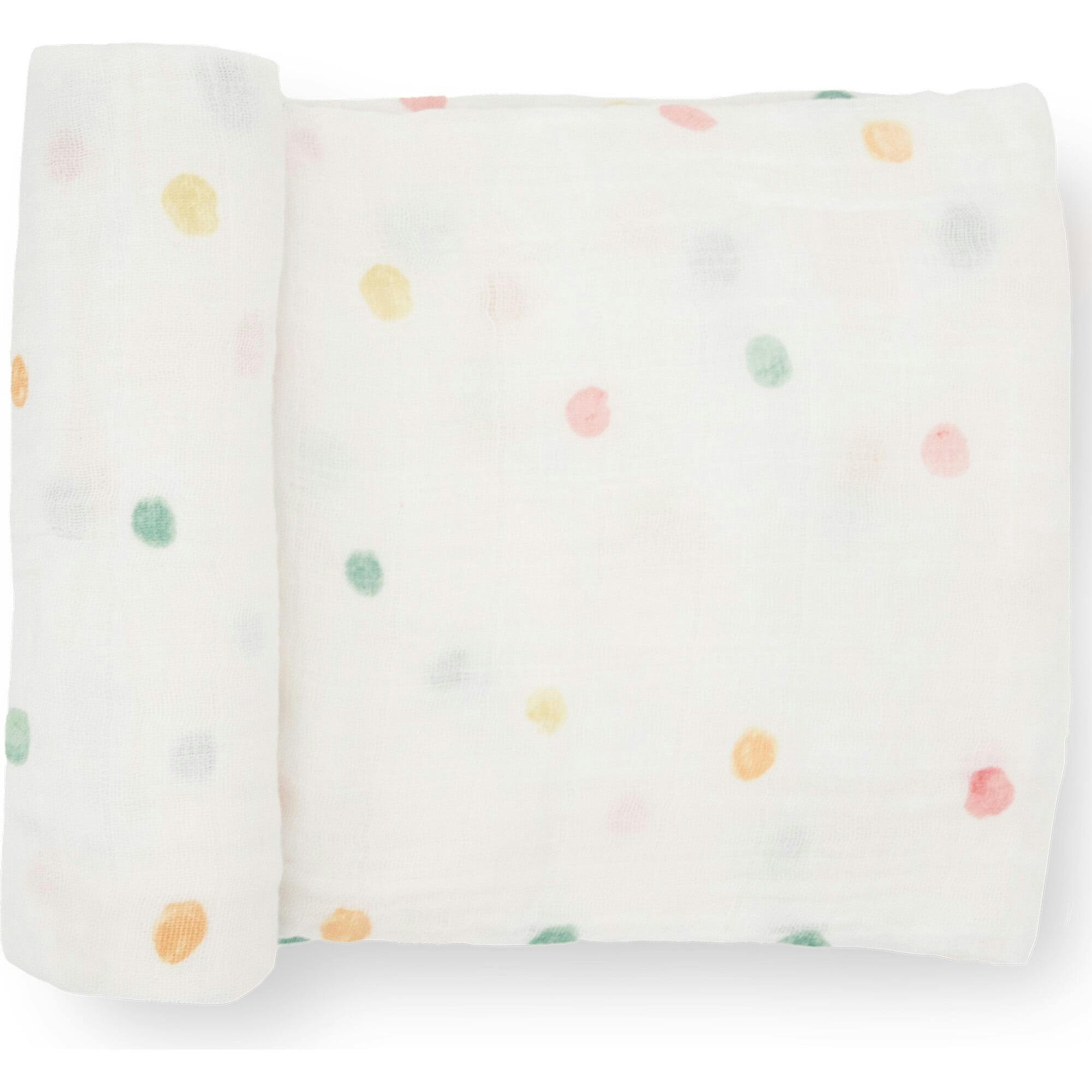 Cotton Muslin Swaddle Blanket - Blue Rainbow