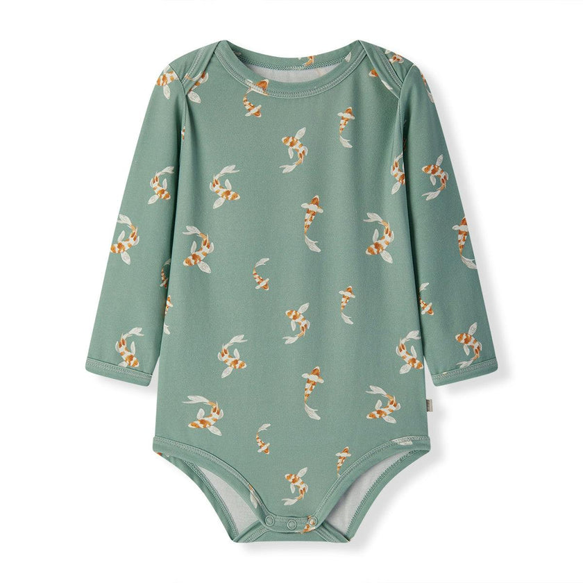 Swimming Koi Cotton Stretch Long Sleeve One Piece
