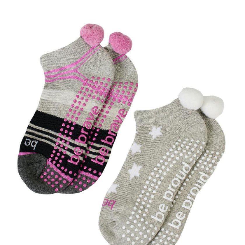 Girls 2 Pack Pom Pom Grip Socks 4T-6T (Frida)