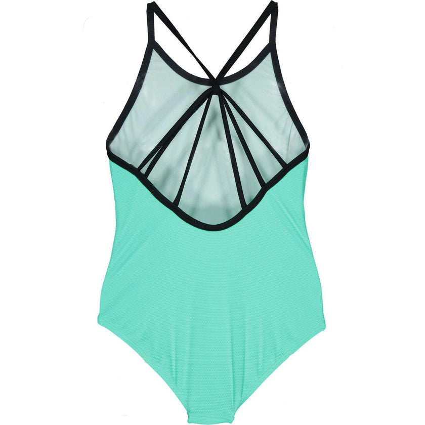 Textured Teal One-Piece Swimsuit, Black