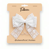 White Floral Lace Ribbon Hair Clip