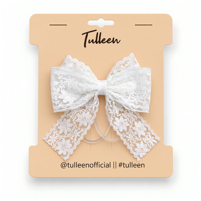 White Floral Lace Ribbon Hair Clip