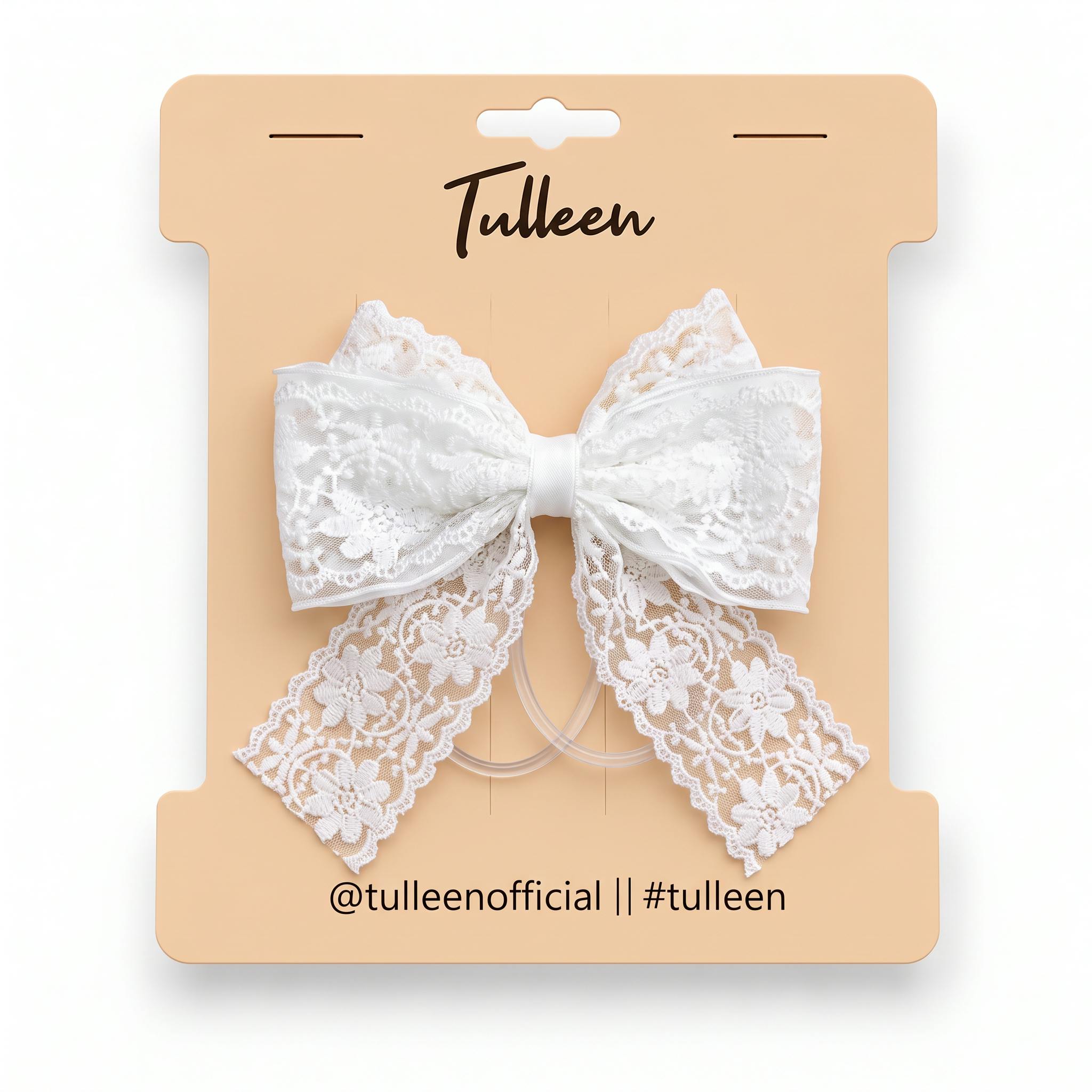 White Floral Lace Ribbon Hair Clip