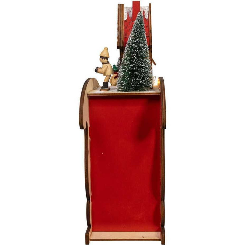 13.77-Inch Battery Operated LED Lighted Sleigh With Village Scene Table Piece