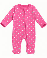 Baby Footie - Pink Glitter Hearts
