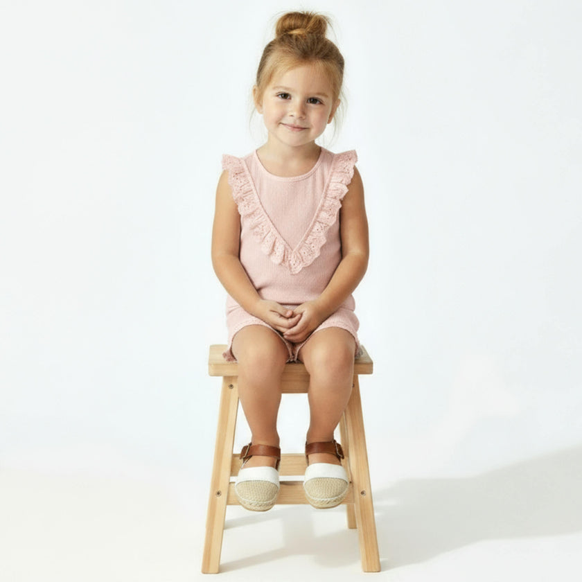 Organic Ruffle Top & Shorts Set - Blush