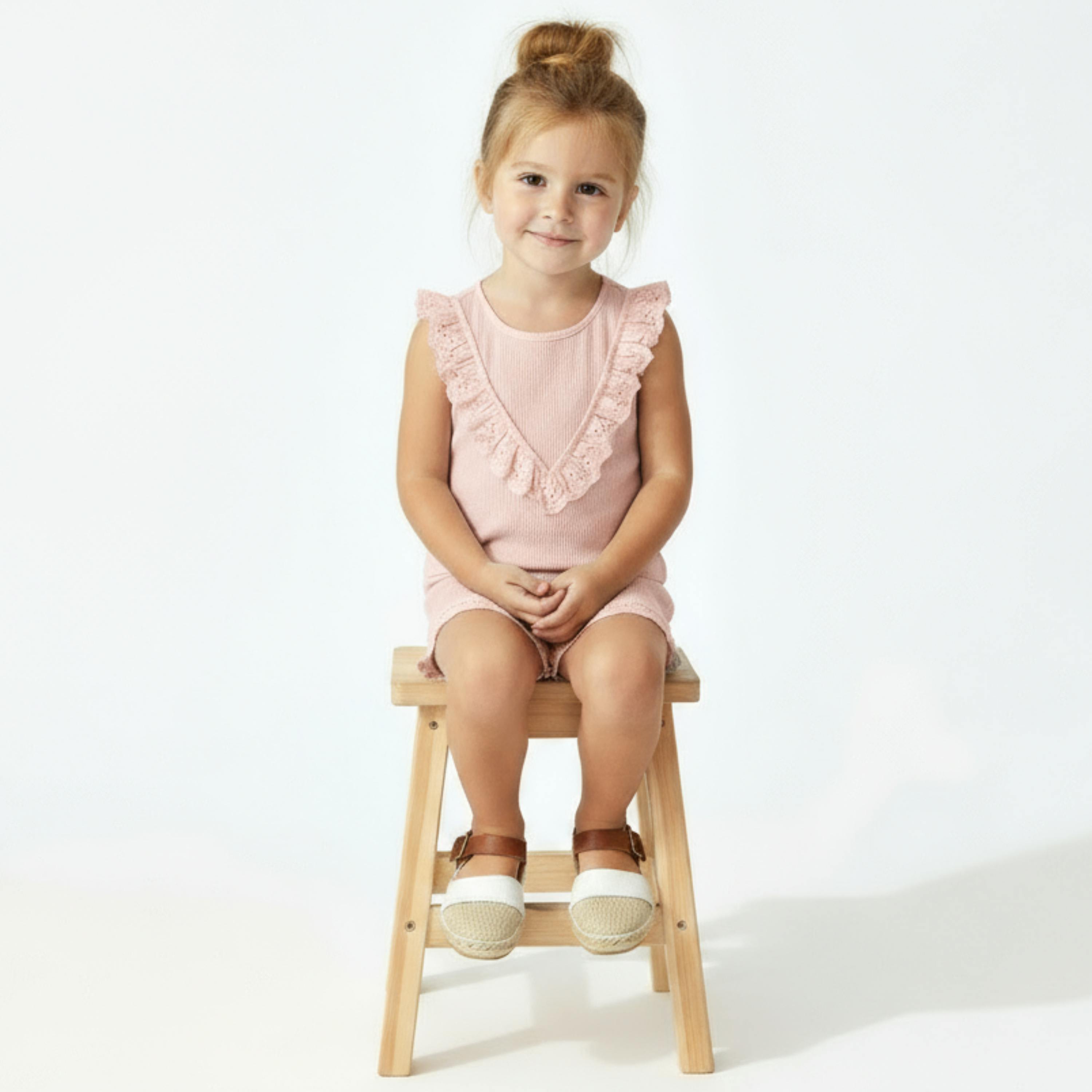 Organic Ruffle Top & Shorts Set - Blush