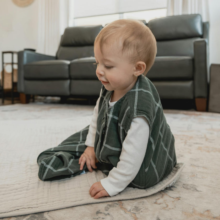 Cotton Muslin Sleep Bag - Evergreen Plaid